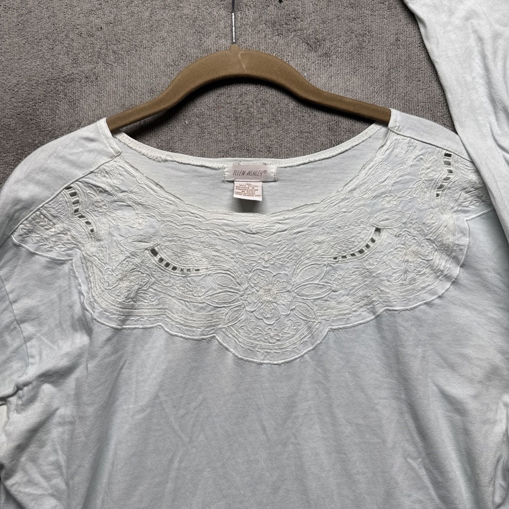 Vintage Ellen Ashley Lace Top‎ Women's M Cottagecore Soft Cotton Long Sleeve